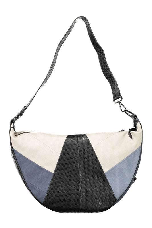 Blue Polyurethane Women Handbag