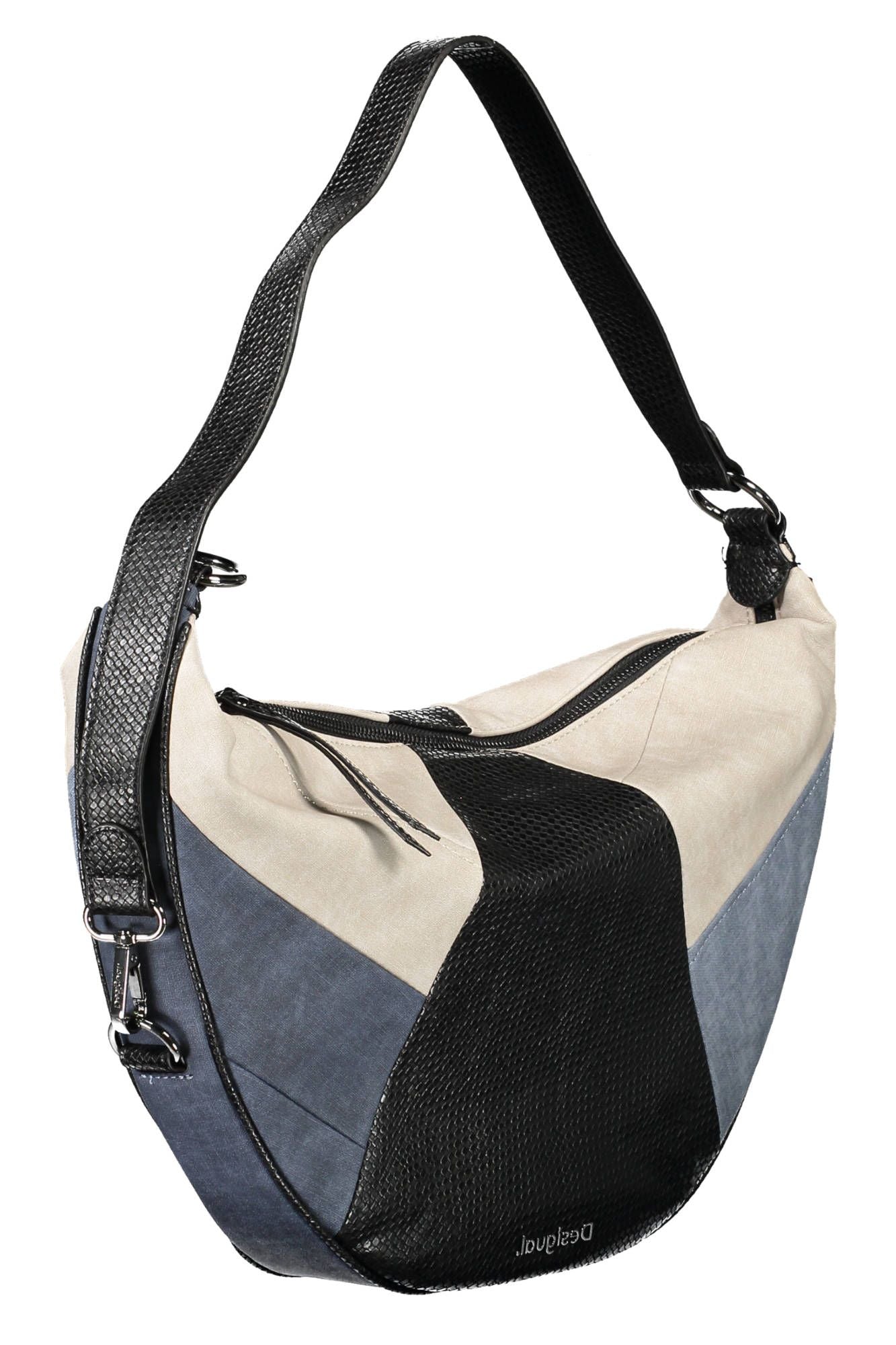 Blue Polyurethane Women Handbag
