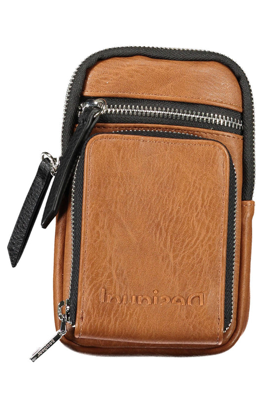 Brown Polyurethane Women Handbag