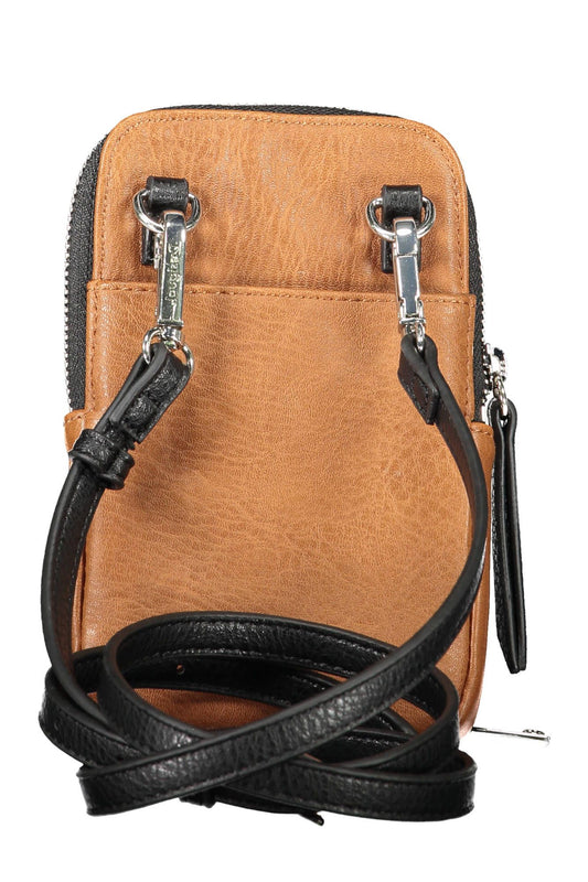 Brown Polyurethane Women Handbag