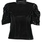 Black Polyester Women Top