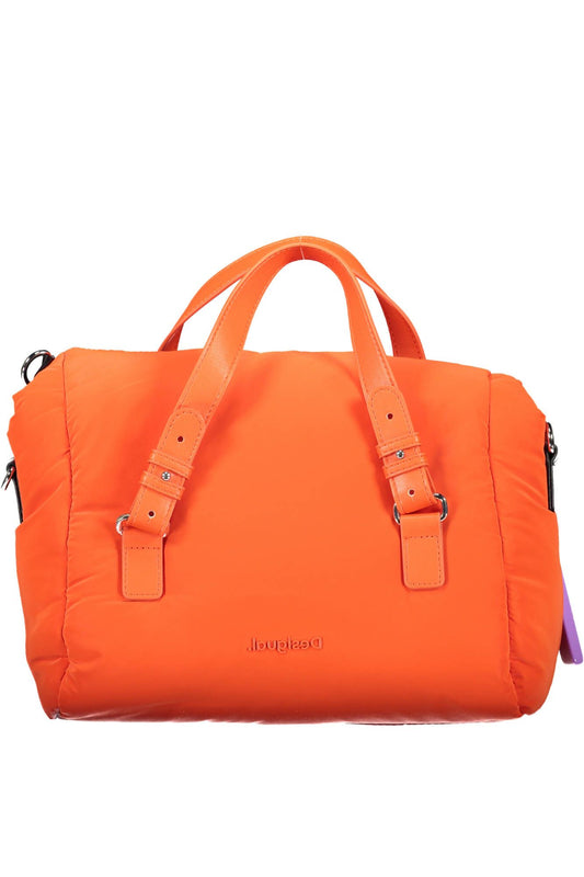 Orange Polyester Women Handbag