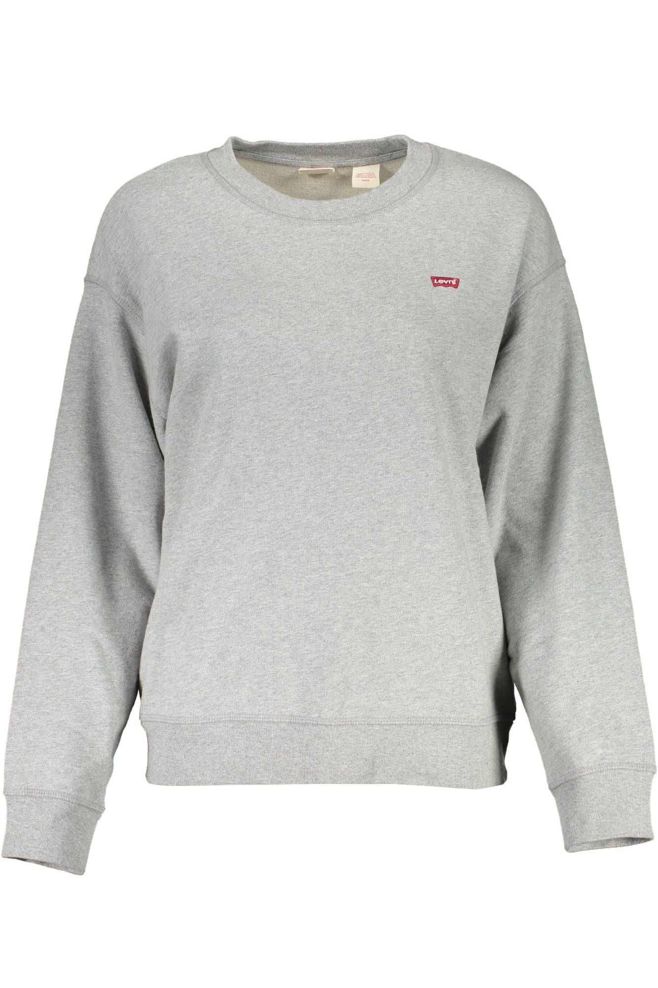 Chic Gray Cotton Round Neck Sweatshirt