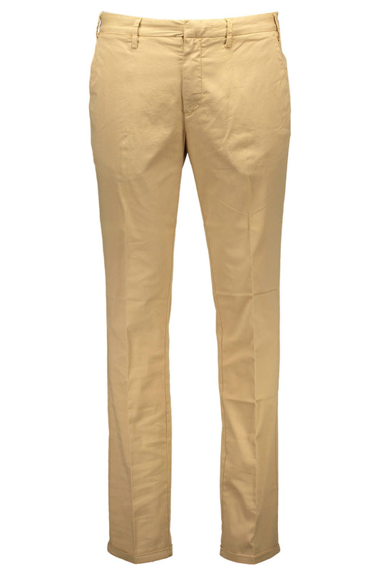 Beige Cotton Men Trouser