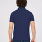 Blue Cotton Men Polo Shirt