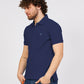 Blue Cotton Men Polo Shirt