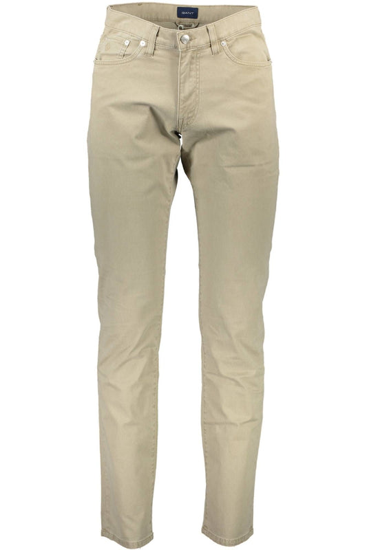 Beige Cotton Men Pants