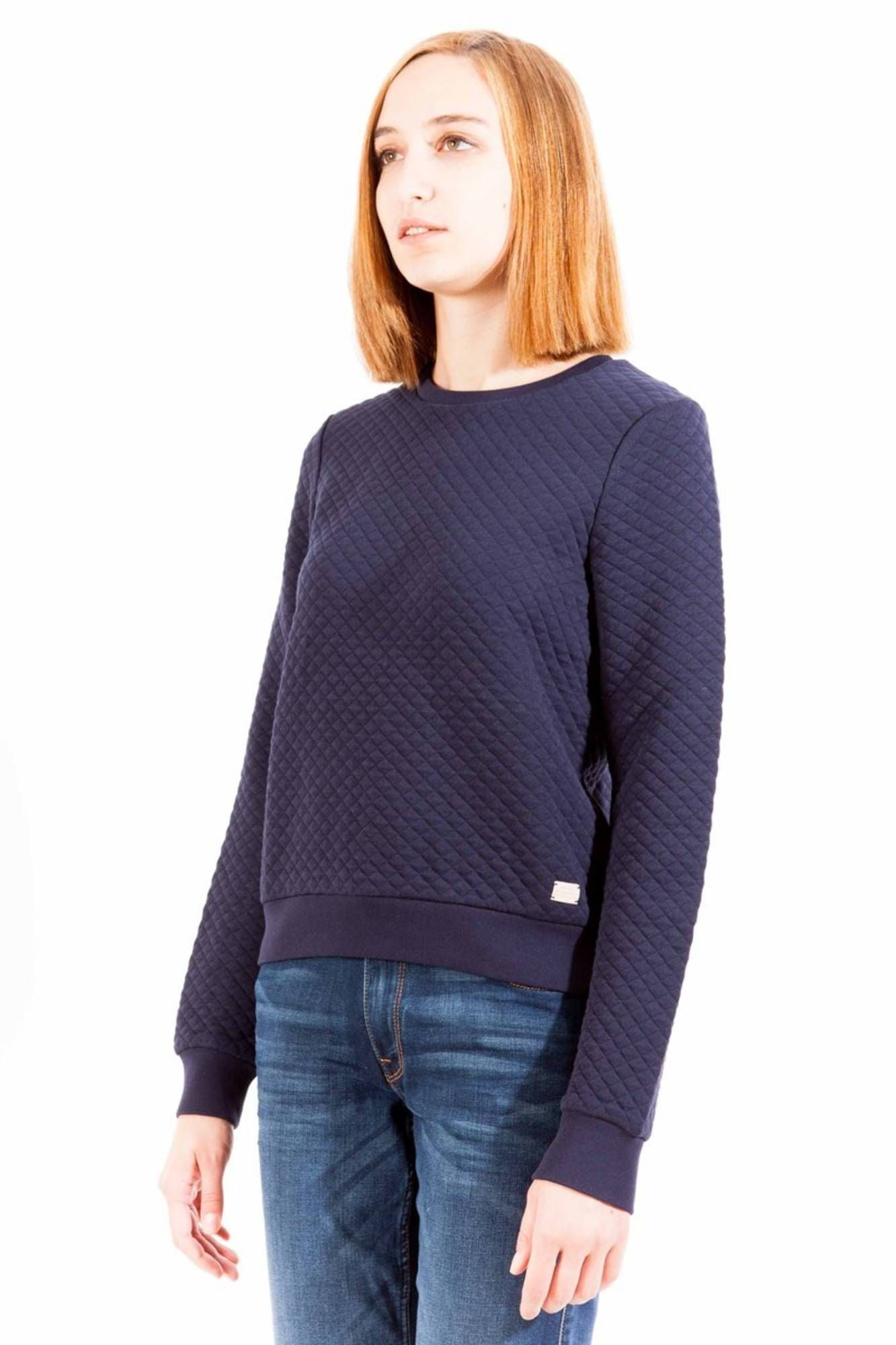 Blue Cotton Women Sweater