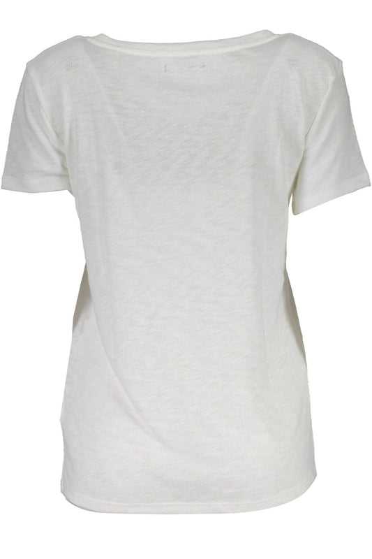 White Polyester Women T-Shirt