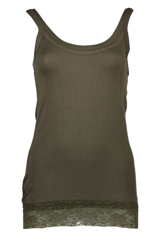 Green Cotton Women Tank Top