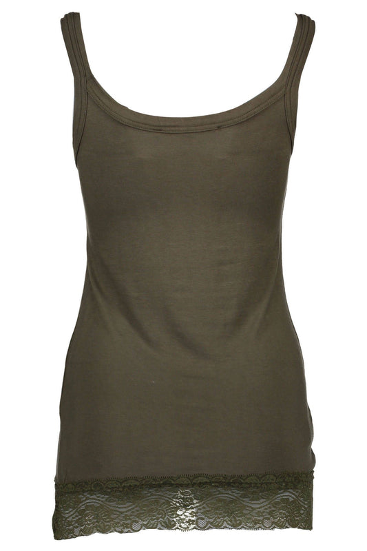 Green Cotton Women Tank Top