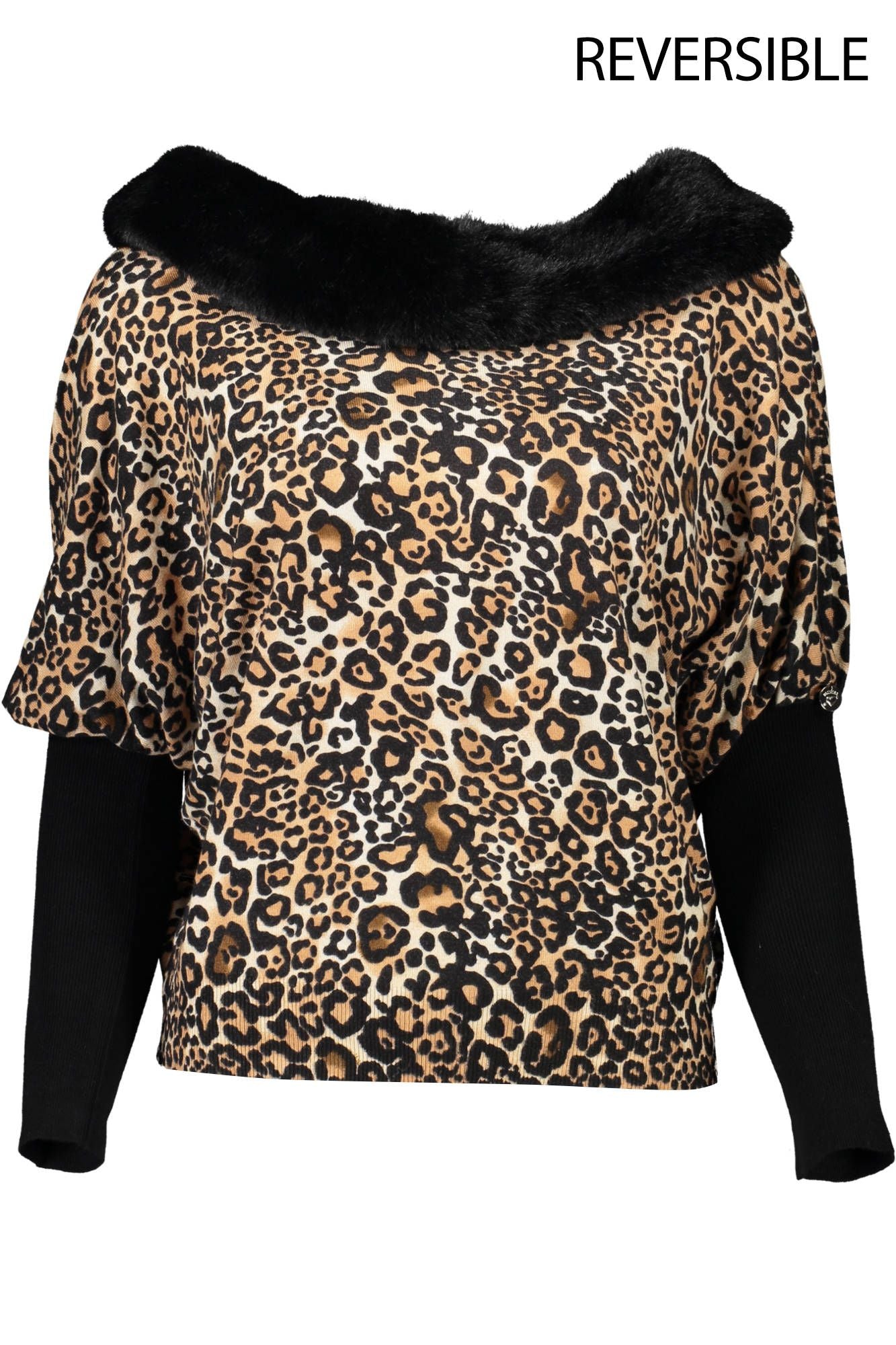 Versatile Black Shirt with Removable Fur Collar