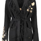 Elegant Black Wool Cardigan with Embroidery