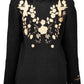 Elegant Black Wool Cardigan with Embroidery