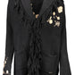 Elegant Black Wool Cardigan with Embroidery