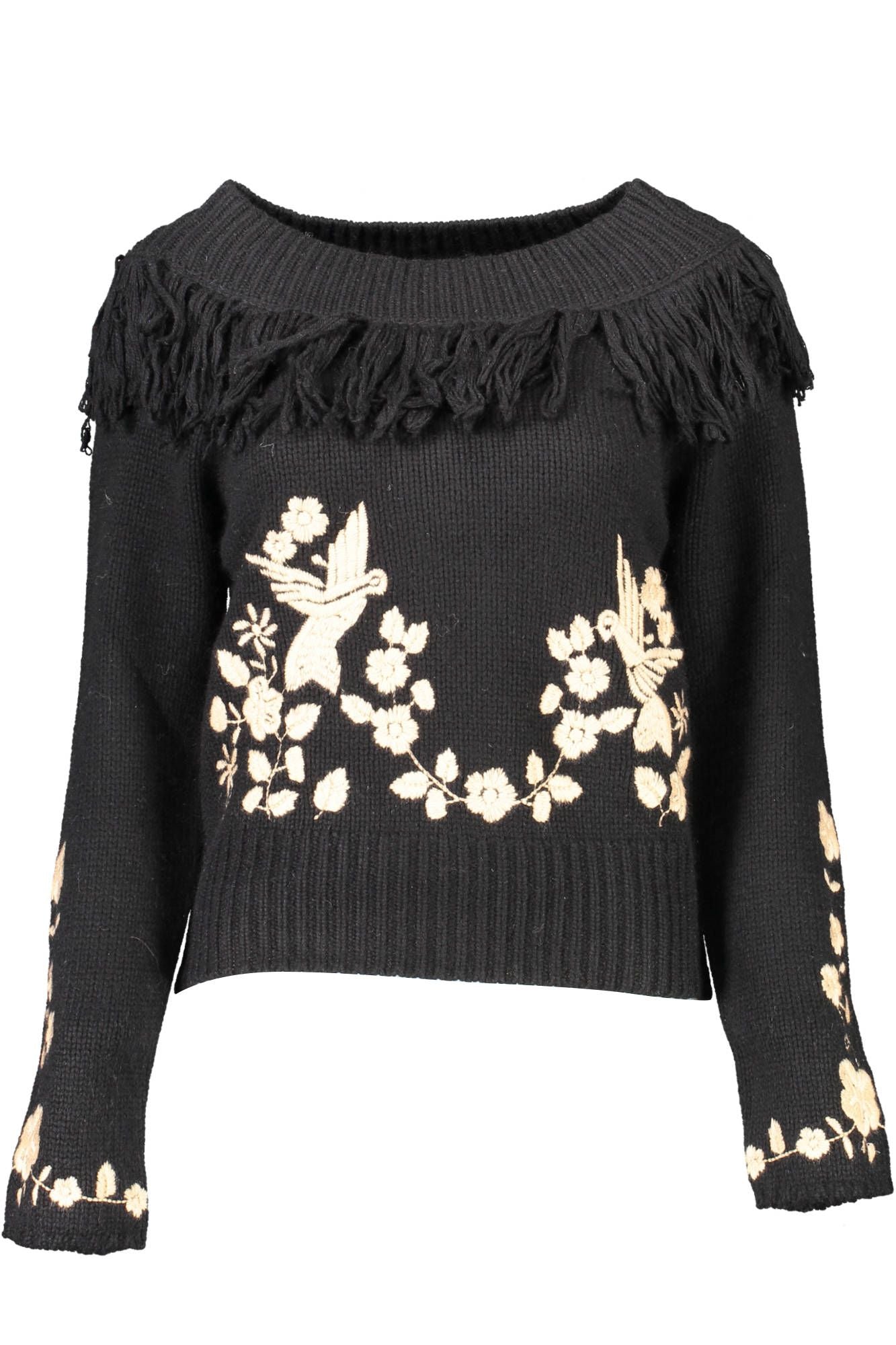 Elegant High Collar Embroidered Sweater