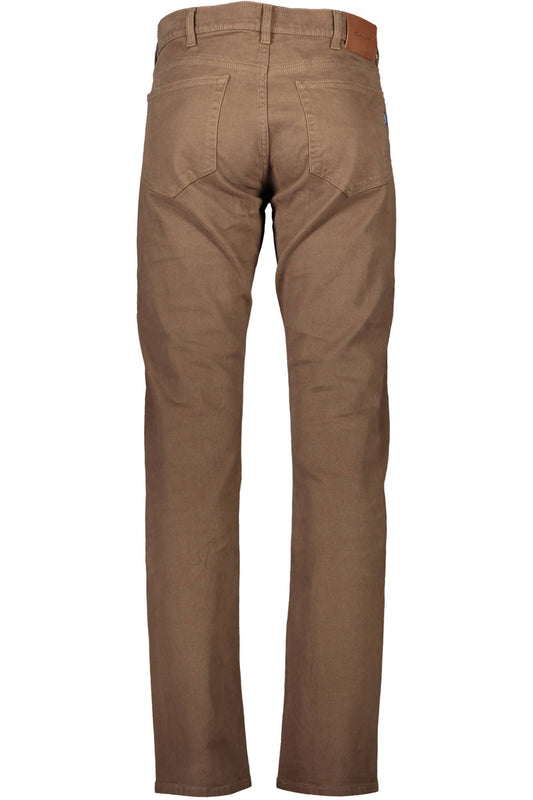 Brown Cotton Men Pants