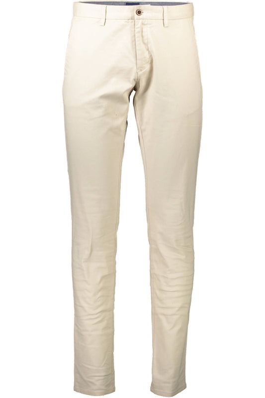 Beige Cotton Men Trousers