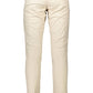 Beige Cotton Men Trousers