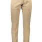 Beige Cotton Men Slim Trouser