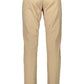 Beige Cotton Men Slim Trouser
