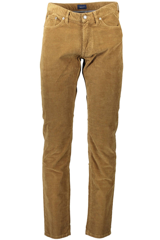 Brown Cotton Men Pant
