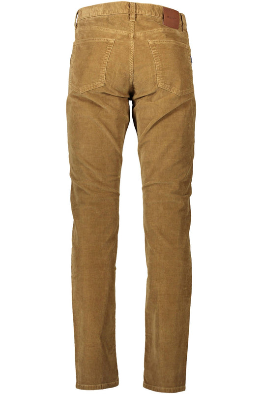 Brown Cotton Men Pant