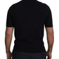 Elegant Black Silk Blend Polo T-Shirt