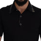 Elegant Black Silk Blend Polo T-Shirt