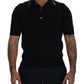 Elegant Black Silk Blend Polo T-Shirt