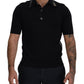 Elegant Black Silk Blend Polo T-Shirt