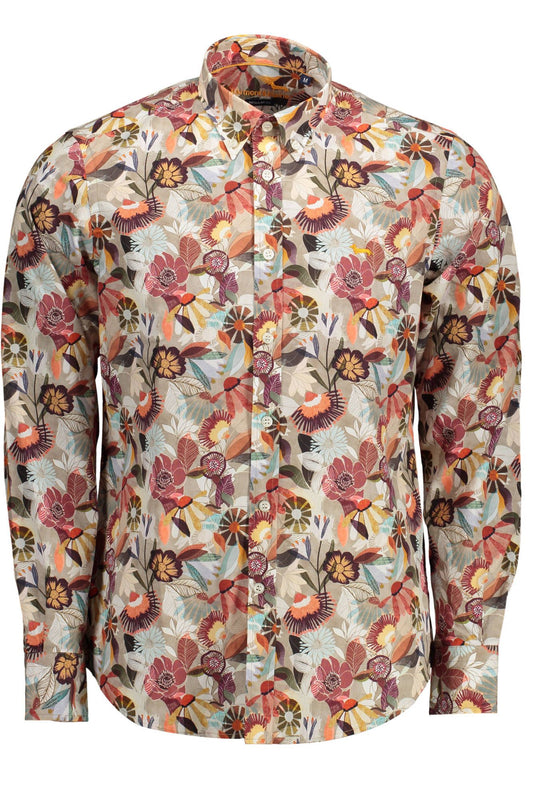 Beige Cotton Men Shirt