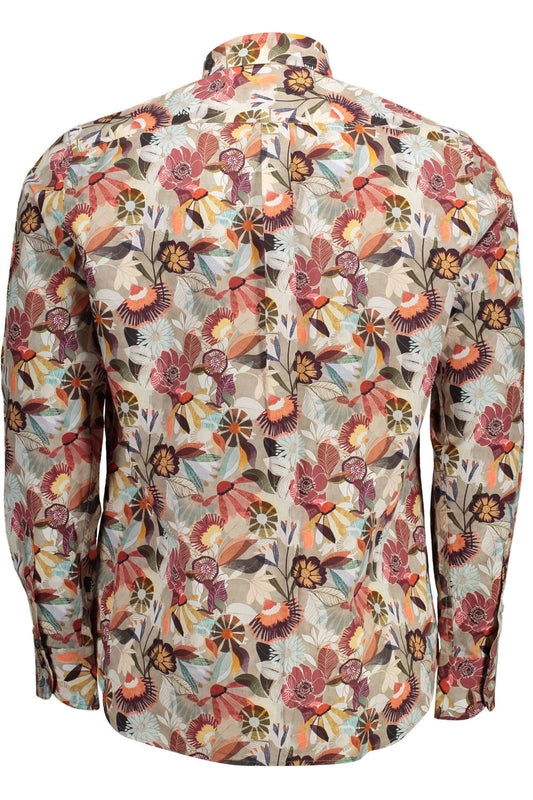 Beige Cotton Men Shirt