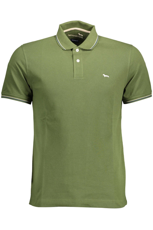 Green Cotton Men Polo Shirt