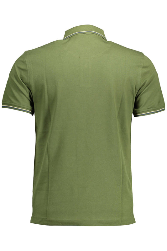 Green Cotton Men Polo Shirt
