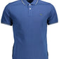 Blue Cotton Men Polo Shirt