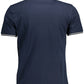 Blue Cotton Men Polo Shirt