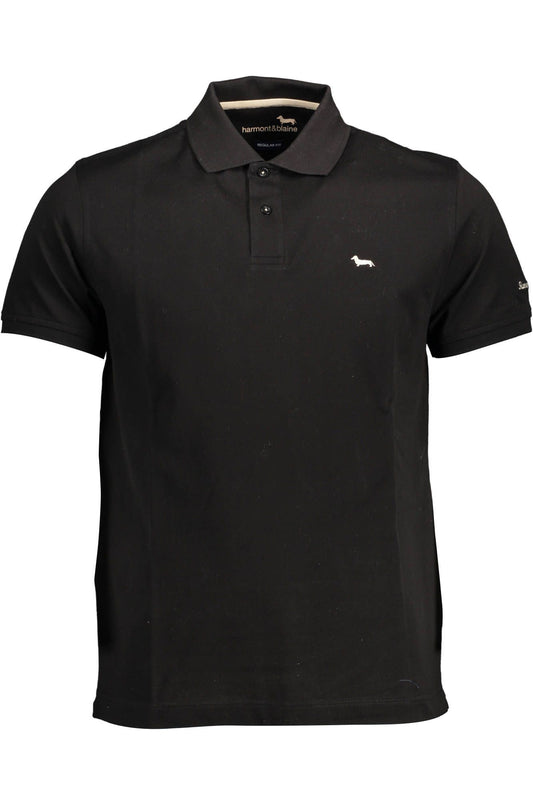 Black Cotton Men Polo Shirt
