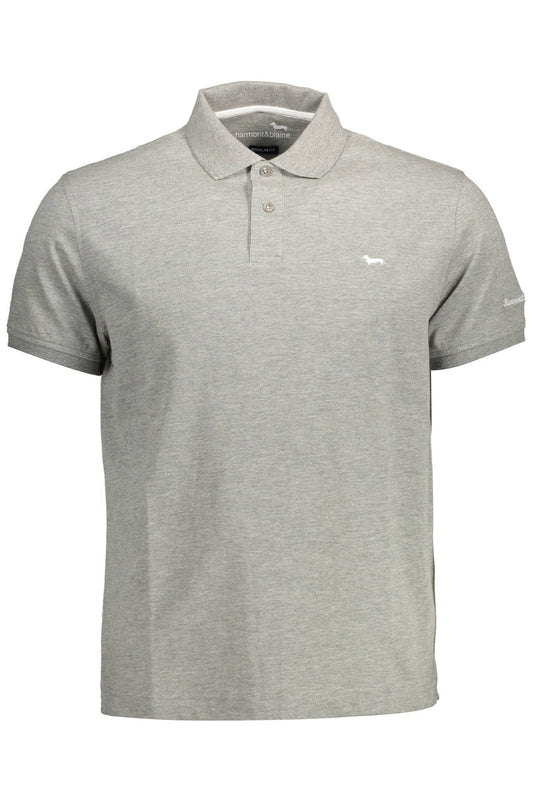 Gray Cotton Men Polo Shirt