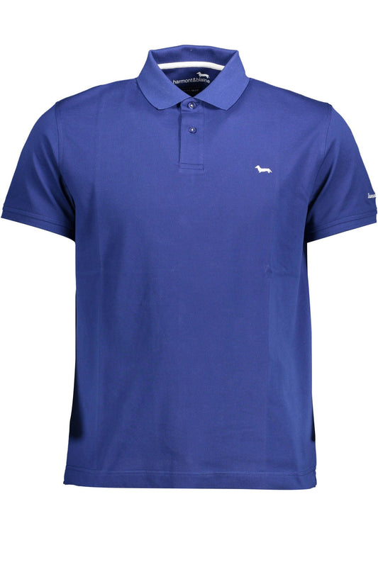 Blue Cotton Men Polo Shirt
