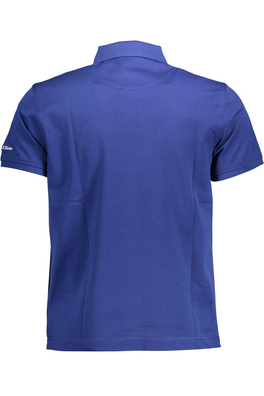 Blue Cotton Men Polo Shirt