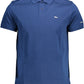 Blue Cotton Men Polo Shirt