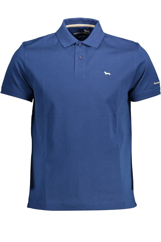 Blue Cotton Men Polo Shirt