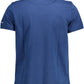 Blue Cotton Men Polo Shirt