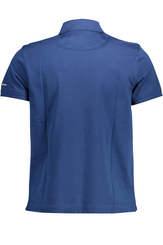 Blue Cotton Men Polo Shirt