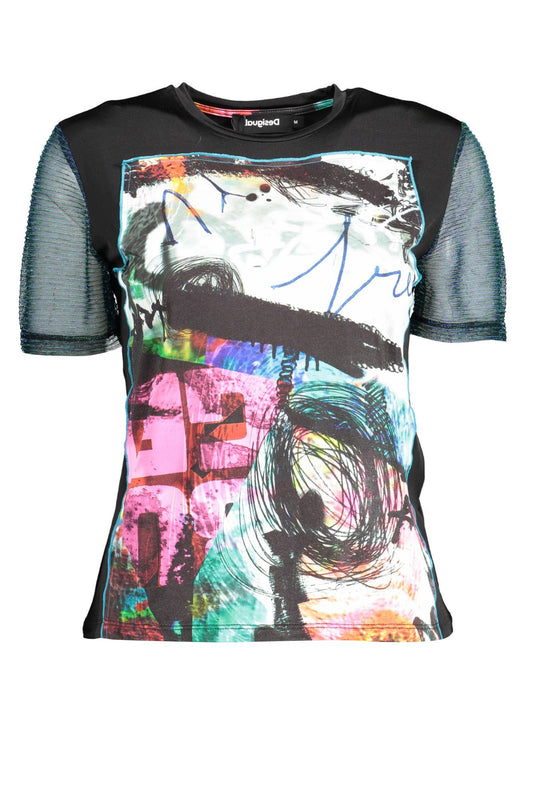 Black Polyester Women T-Shirt