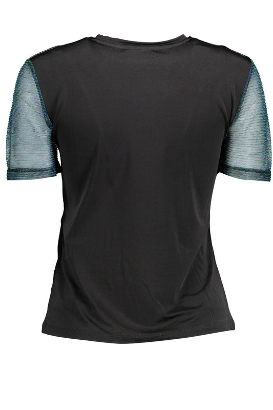 Black Polyester Women T-Shirt