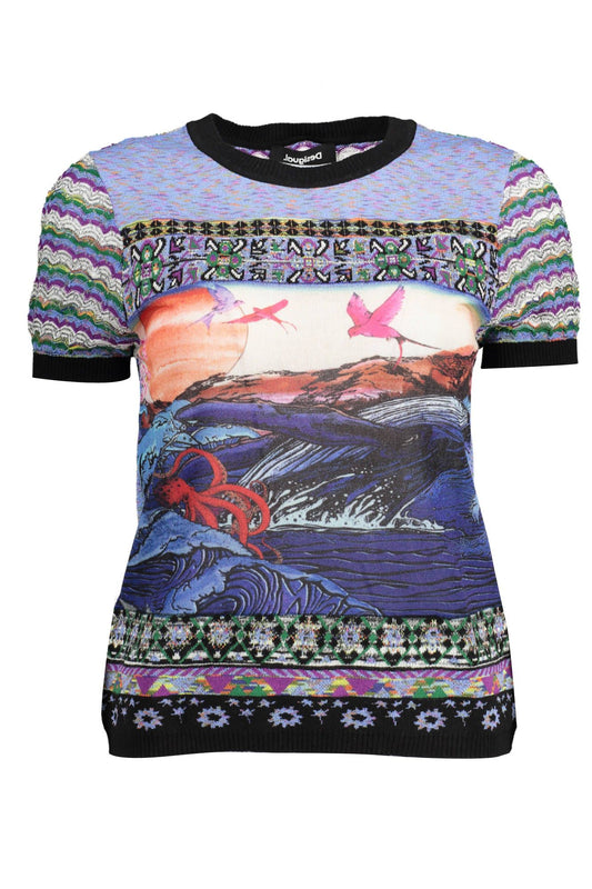 Light Blue Cotton Women T-Shirt