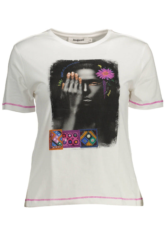 White Cotton Women T-Shirt