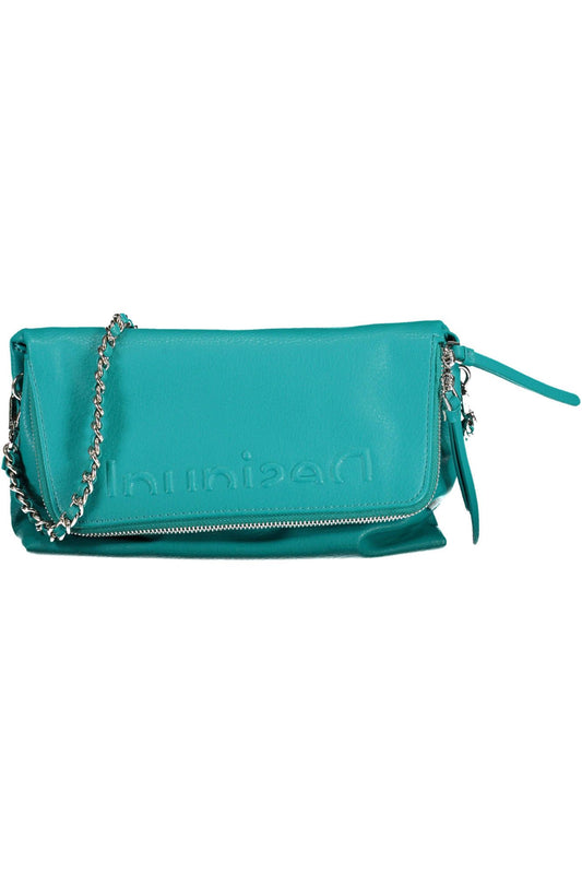 Light Blue Polyurethane Women Handbag
